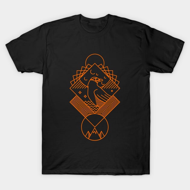 Odin Crow - Minimalist Line Art Design T-Shirt by LFVart